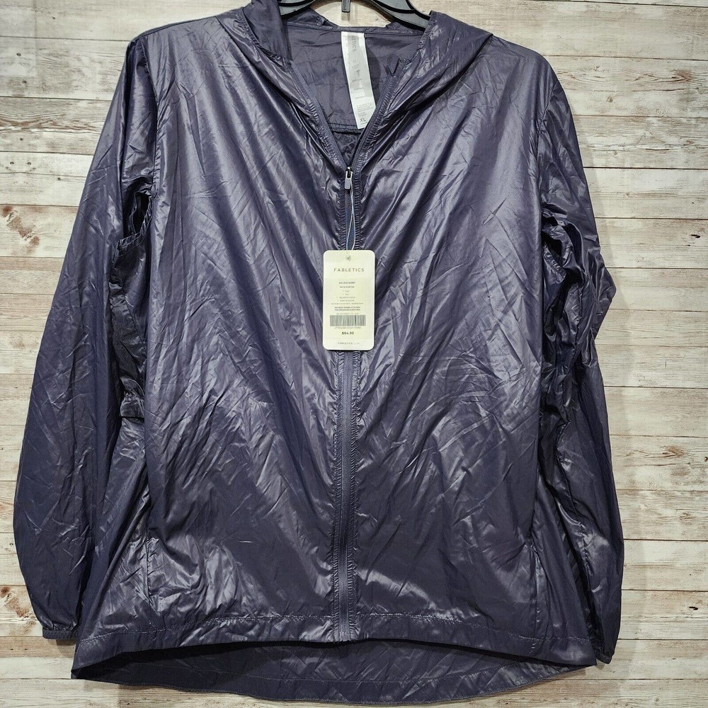 Fabletics Women’s Kali Run Jacket Size XL Hooded Packable Lightweight Nylon Vent
